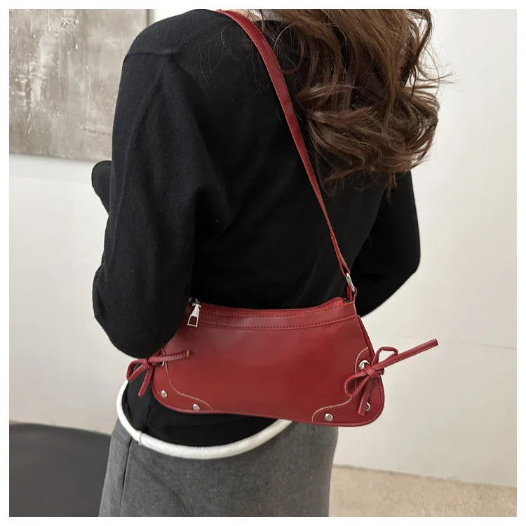 Nouveau sac sous le bras tendance, sac à bandoulière pour femmes, sac à main avec double nœud doux, sac pour dames, style rétro, sac à épaule féminin à motif léopard.