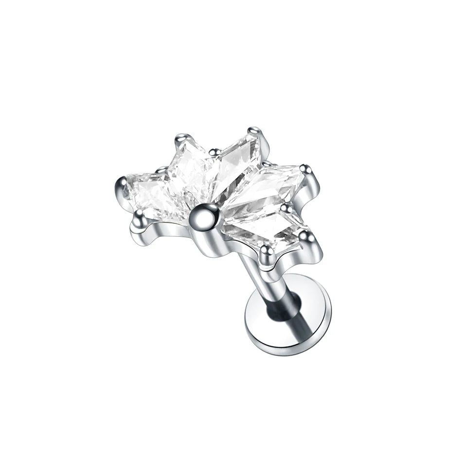 Boucle d'oreille en titane G23, Labret, Tragus, clou, filetage interne, anneaux à lèvres en Zircon, Cartilage Helix, Piercing, bijoux pour le corps, 16G, 1 pièce