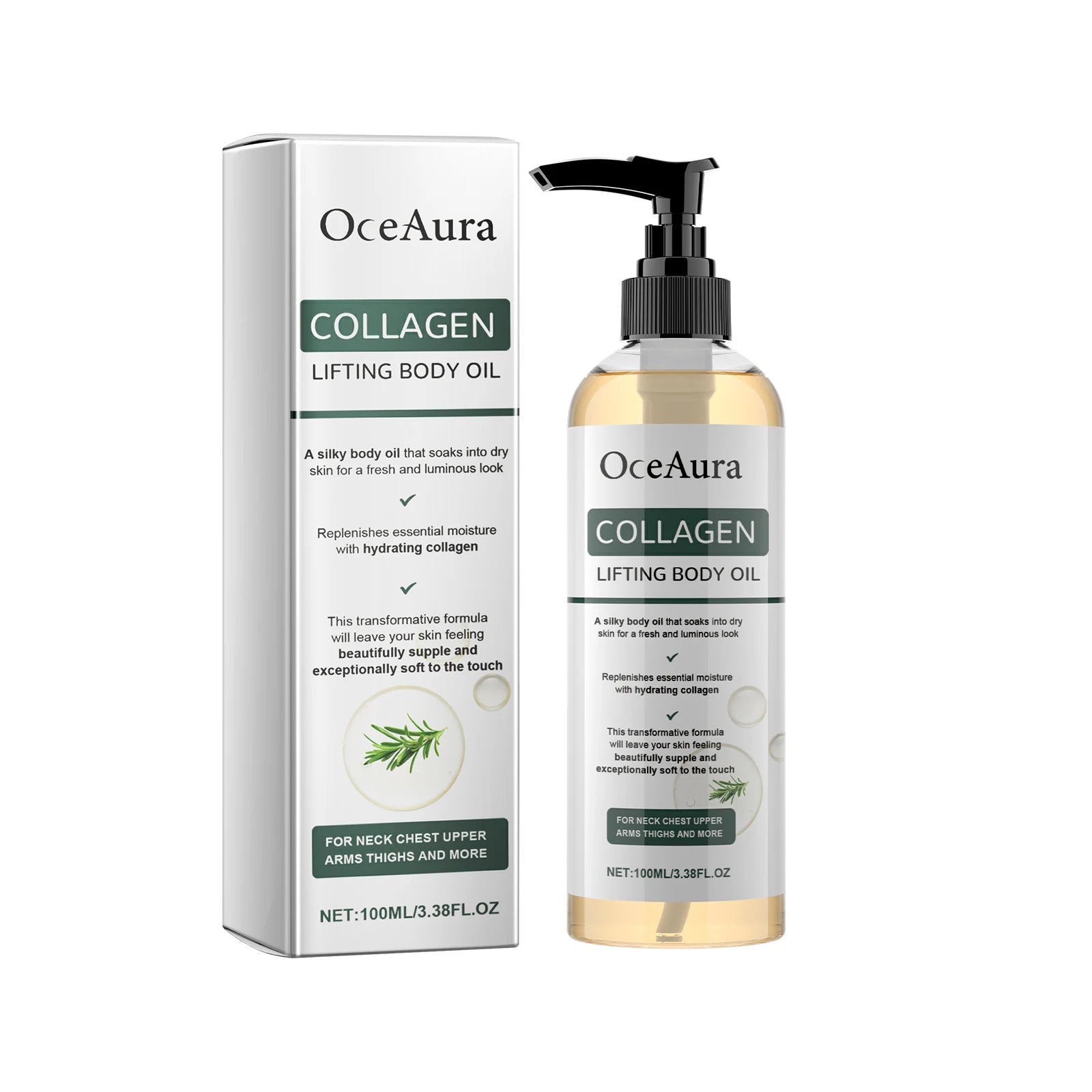 Huile corporelle raffermissante au collagène, hydratation en profondeur, raffermissante pour bras, ventre et extrait de graisse, huile essentielle de Massage pour la peau du corps entier, 100ml