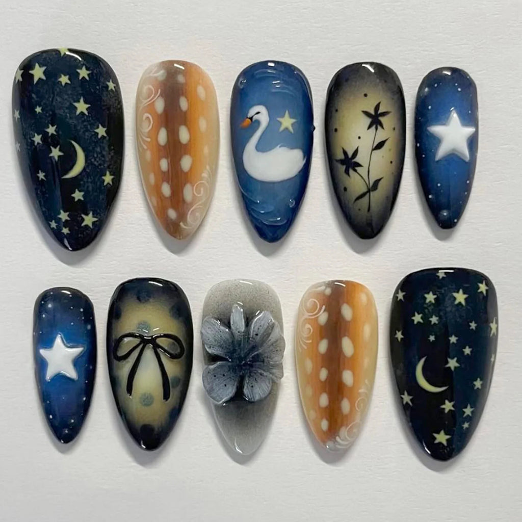 24 pièces de faux ongles à fleurs, style tendance, avec effet dégradé jaune et rose. Ongles portables à couverture complète, forme amande , à poser directement (Press-On Nails).