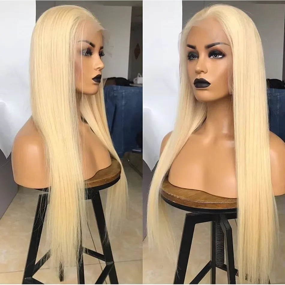 13x4 13x6 HD Transparent pleine dentelle frontale perruques 613 Blonde couleur droite perruque de cheveux humains avant de lacet perruques pour les femmes 46 pouces