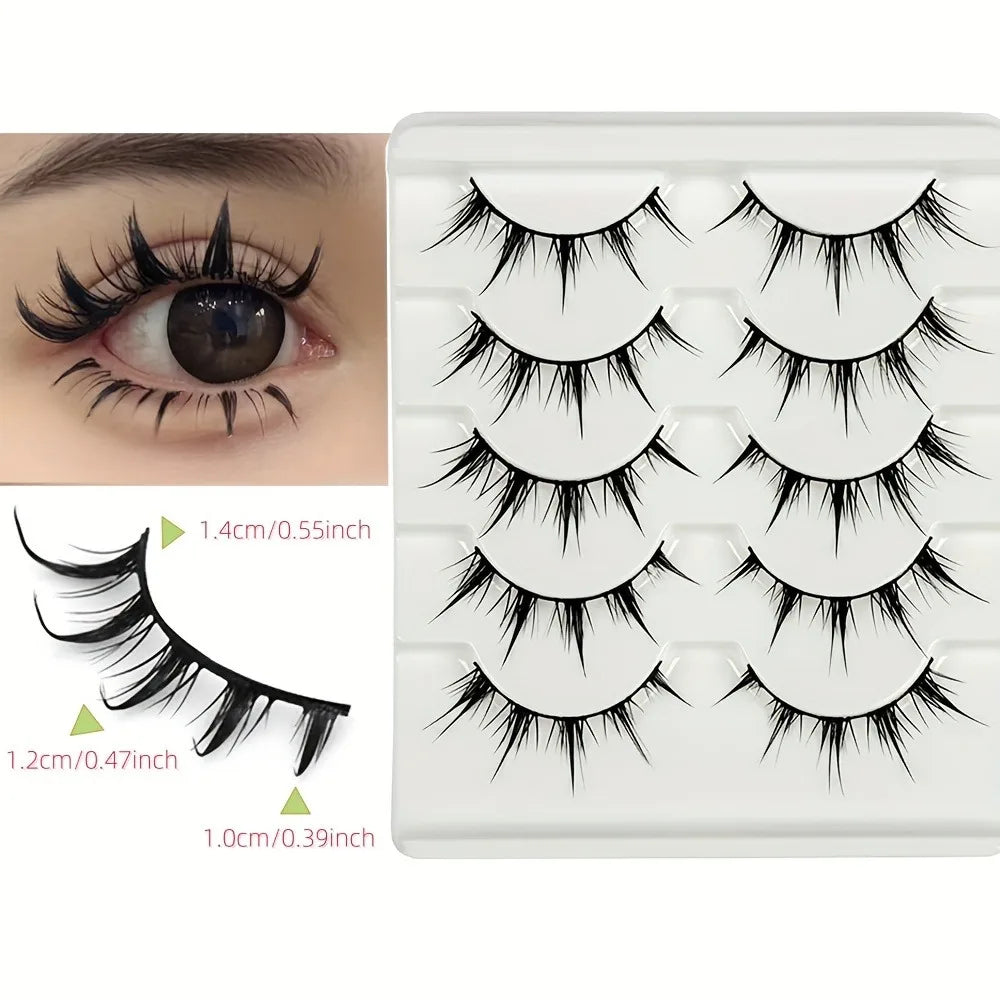 10 paires/2 paquets de faux cils inspirés d'anime, faux cils yeux de dessin animé, Style démon d'aspect dramatique, volumateur et allongement