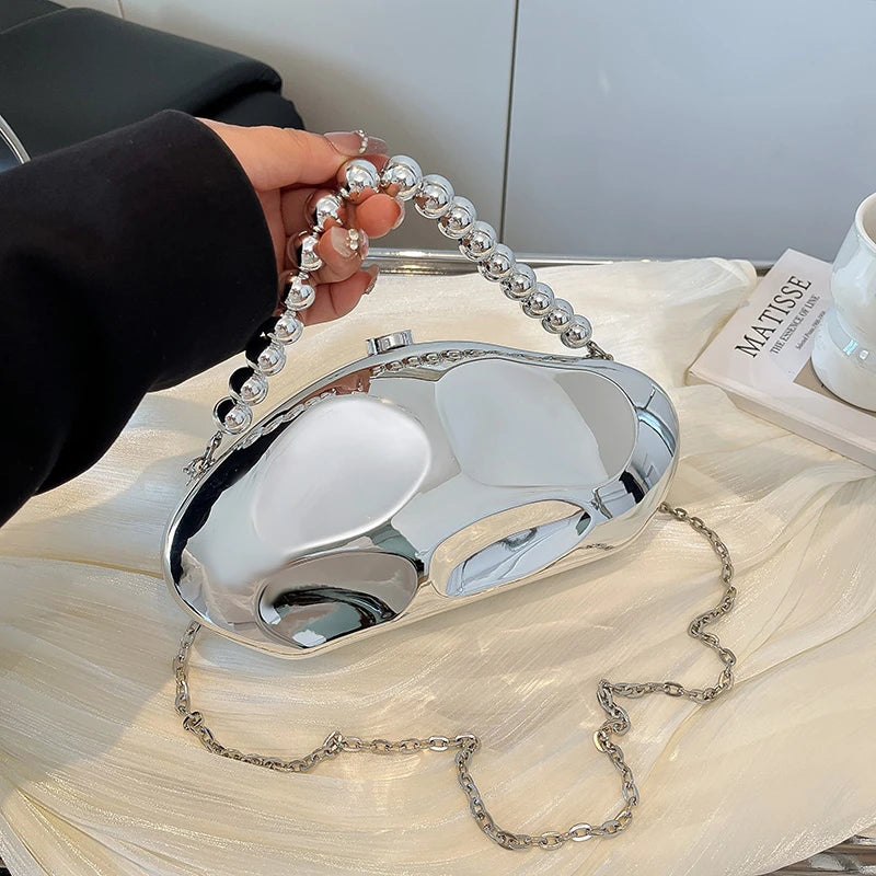 Sac à main en or pour femmes, pochettes à chaîne, mode géométrique, Mini bourse de soirée, boîte à bandoulière en acrylique de qualité, sacs à rouge à lèvres, 2025