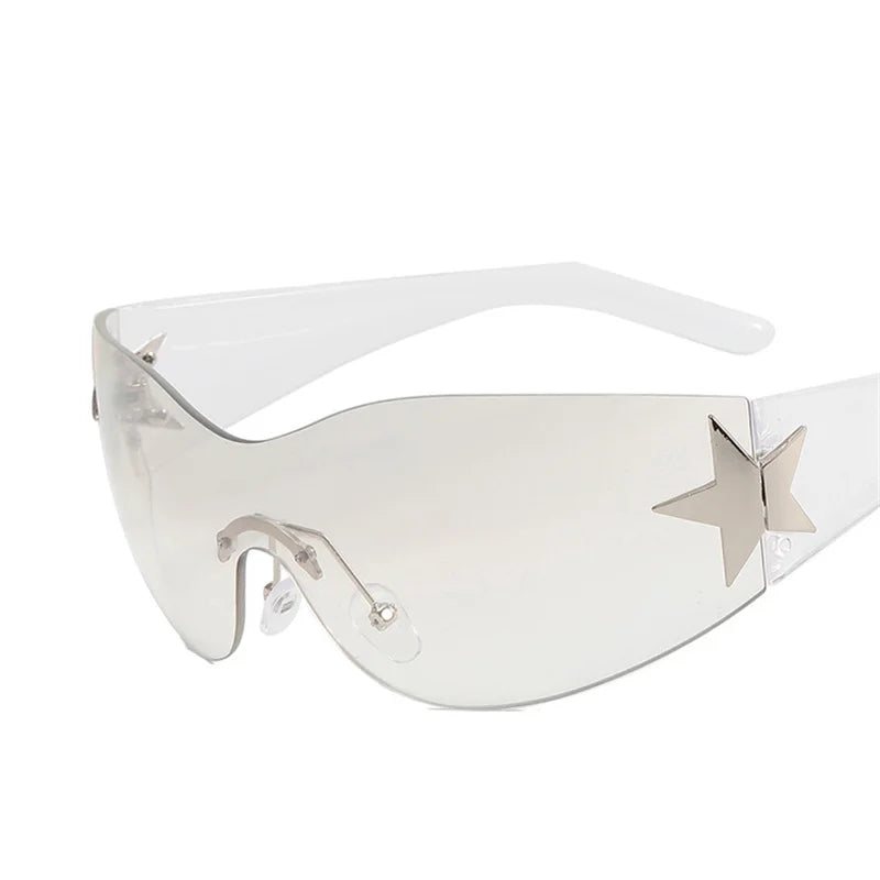 Lunettes de soleil sport punk Y2K de luxe, de marque, de créateur, style masque, monobloc, pour femme, cinq étoiles