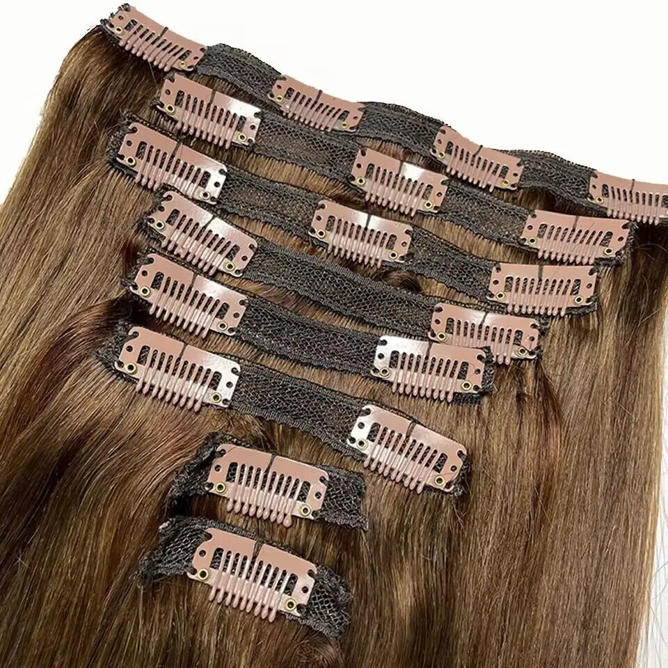 120G 8 pièces/ensembles pince dans les Extensions de cheveux cheveux humains 10 à 26 pouces brésilien Remy cheveux raides naturel noir 4 613 couleur pour les femmes