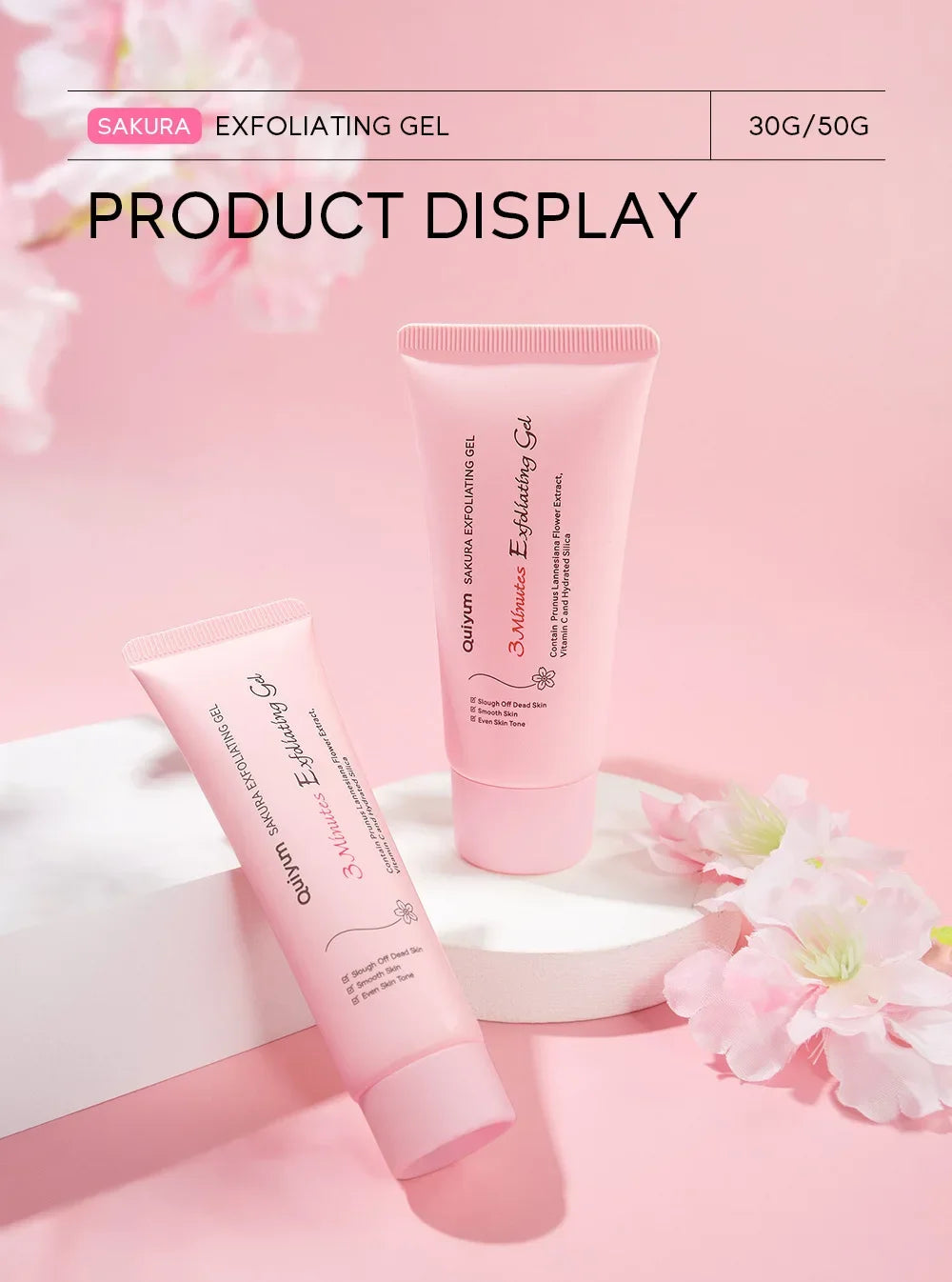 Gel exfoliant Sakura, gommage facial, hydratant, nourrissant, réparateur, crème pour le visage, soin de la peau, 30g/50g