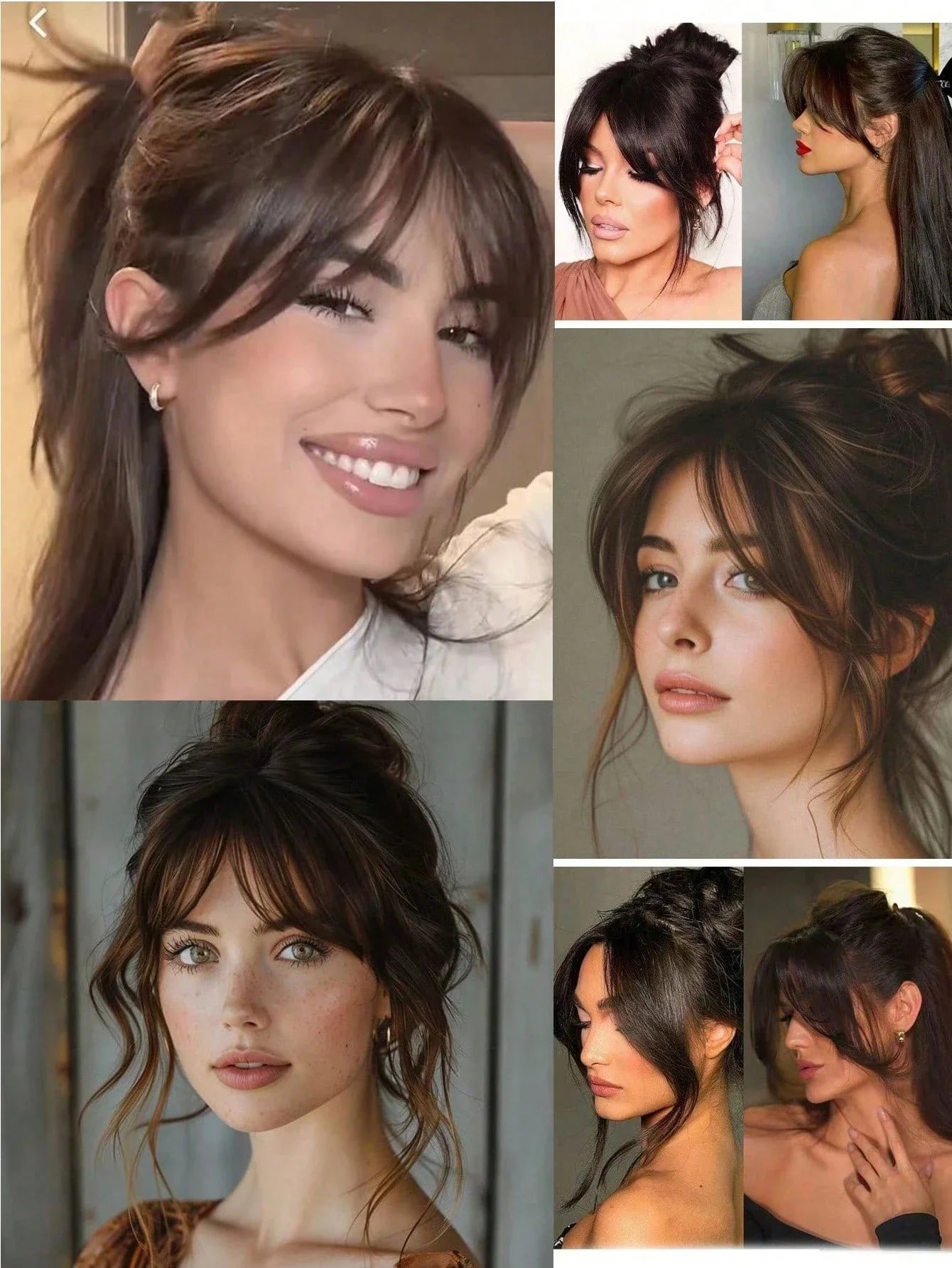 Synthèse perruque partie centrale frange Extensions de cheveux pince devant naturel sans couture français Oblique frange huit caractères frange