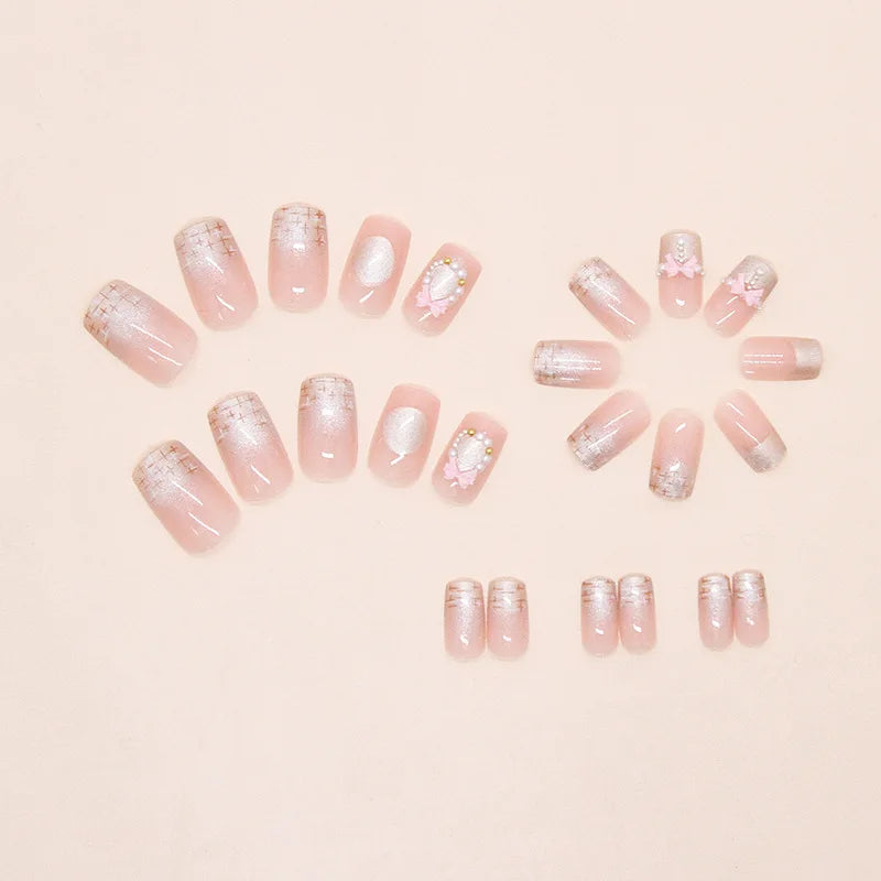 Faux ongles 3D pour femmes et filles, dégradé de fleurs en relief marron bleu avec strass, pointes d'amande d'automne et d'hiver à pression sur les faux ongles