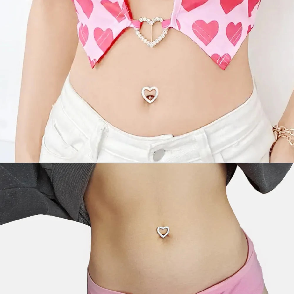 3-5 pièces ensembles de styles mixtes coeur fleur balancent nombril anneaux en acier inoxydable papillon incurvé Zircon ventre Piercing nombril anneau