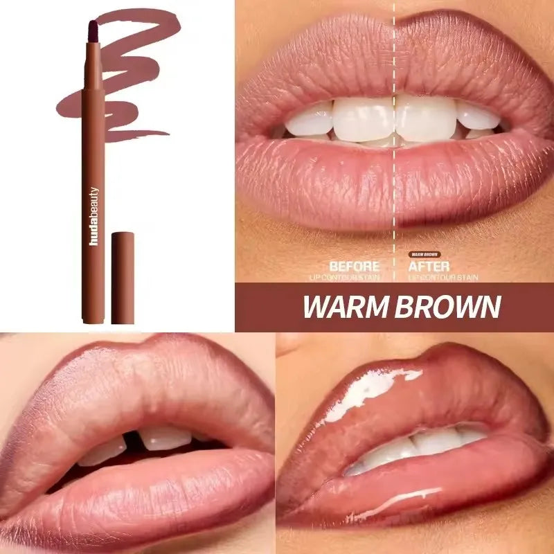 Crayon à lèvres HudaBeauty velours marron, couleur chair, mat, imperméable, tasse antiadhésive, rouge cerise, stylo de Contour des lèvres, maquillage pour femmes