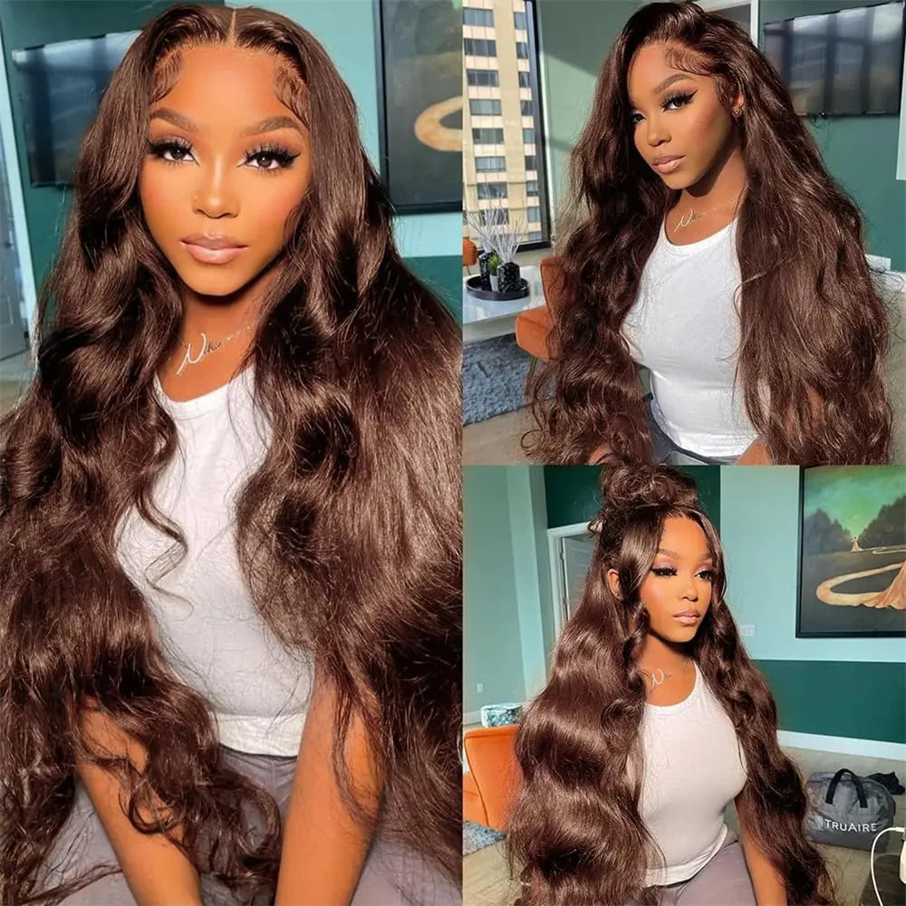 # 4 Bundles de Cheveux Humains Ondulés Brun Foncé 1/3 Pièces, Extensions de Cheveux Remy Brésiliens à Double Trame de 18 à 30 Pouces pour Femmes