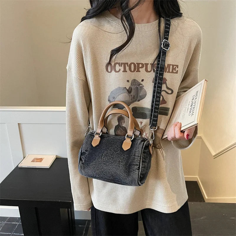 Sac bandoulière classique en jean délavé de haute qualité, sac à main décontracté à porter sous le bras, style coréen, sac de transport pour le quotidien
