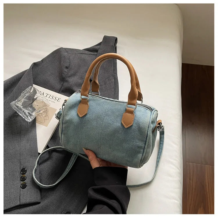 Sac bandoulière classique en jean délavé de haute qualité, sac à main décontracté à porter sous le bras, style coréen, sac de transport pour le quotidien