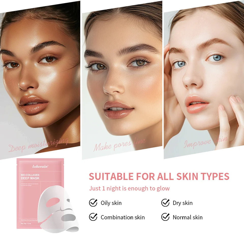 Bio-colagène véritable masque profond supplément collagène hydratant nuit masque hydrogel amélioration de l'élasticité minimisant les pores raffermissant