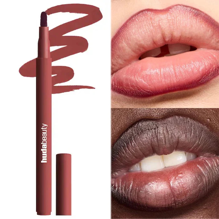 Crayon à lèvres HudaBeauty velours marron, couleur chair, mat, imperméable, tasse antiadhésive, rouge cerise, stylo de Contour des lèvres, maquillage pour femmes