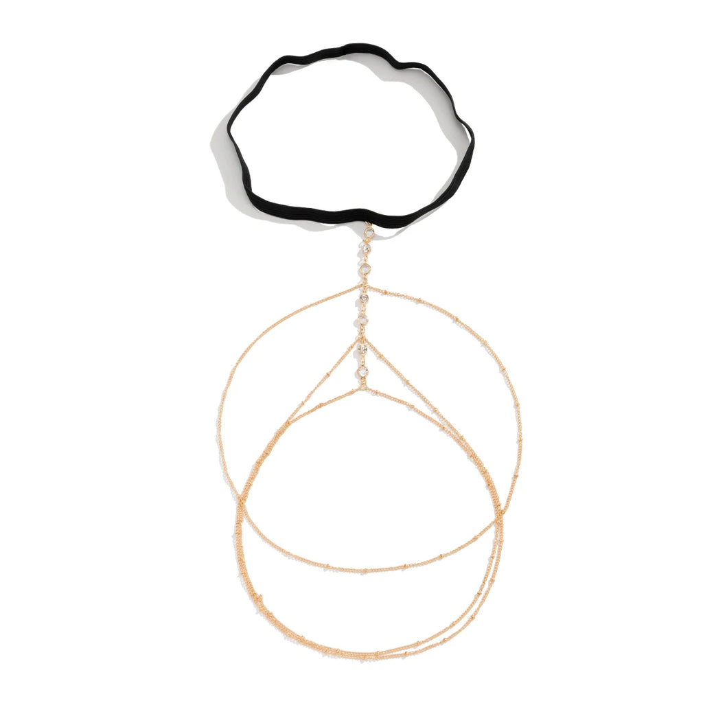 Chaîne de cuisse élastique bohème avec cristaux pour femmes, été, plage, sexy, à pampilles, multi-couches, ajustable, bijou de corps pour décorer une tenue.