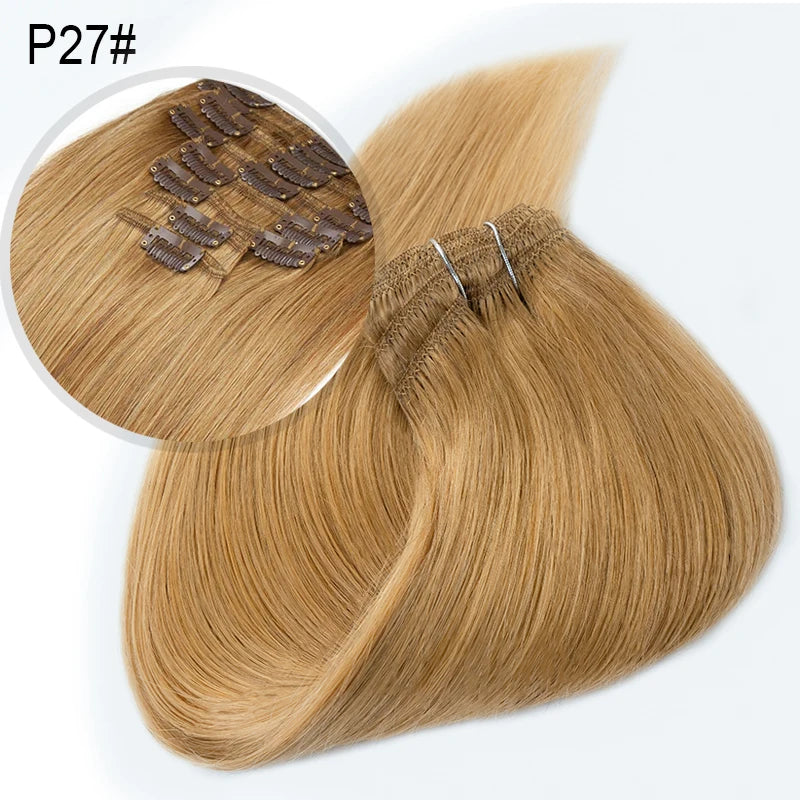 100% vrais cheveux humains blonds Clips dans les Extensions de cheveux paquets naturel noir en vrac blond 613 couleur Piano cheveux brésiliens 30 pouces