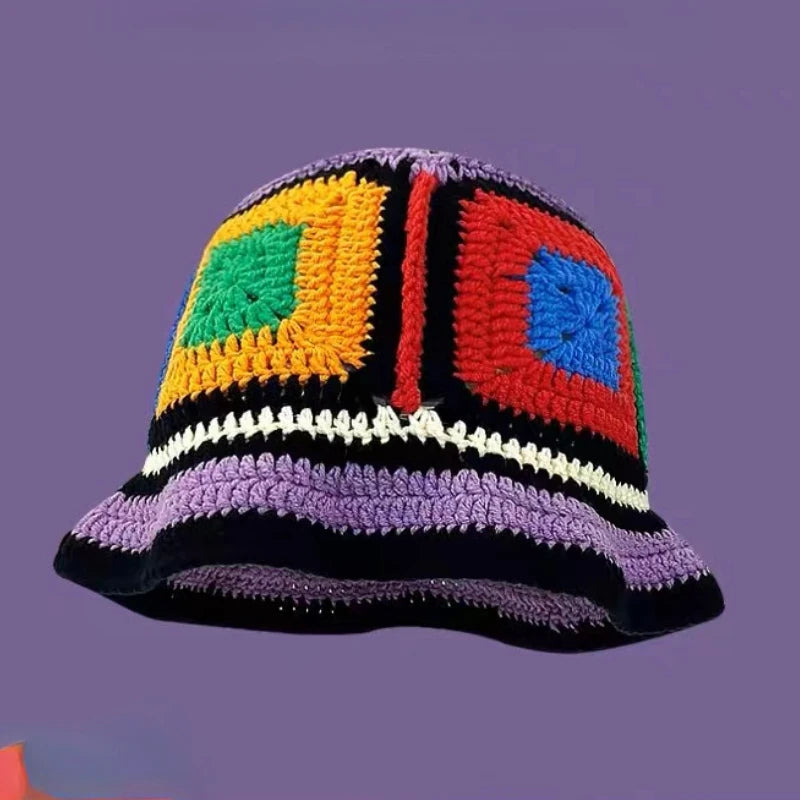Chapeau seau coréen fait à la main au Crochet pour femmes, tissage tricoté, mode fleurs Y2k, bonnet de bassin, nouvelle collection automne hiver