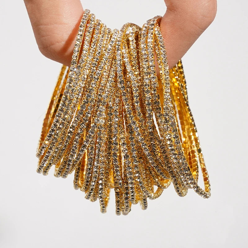 Bracelet élastique en strass et cristal pour femmes, 5 pièces, extensible, empilable, classique, bijoux quotidiens pour femmes