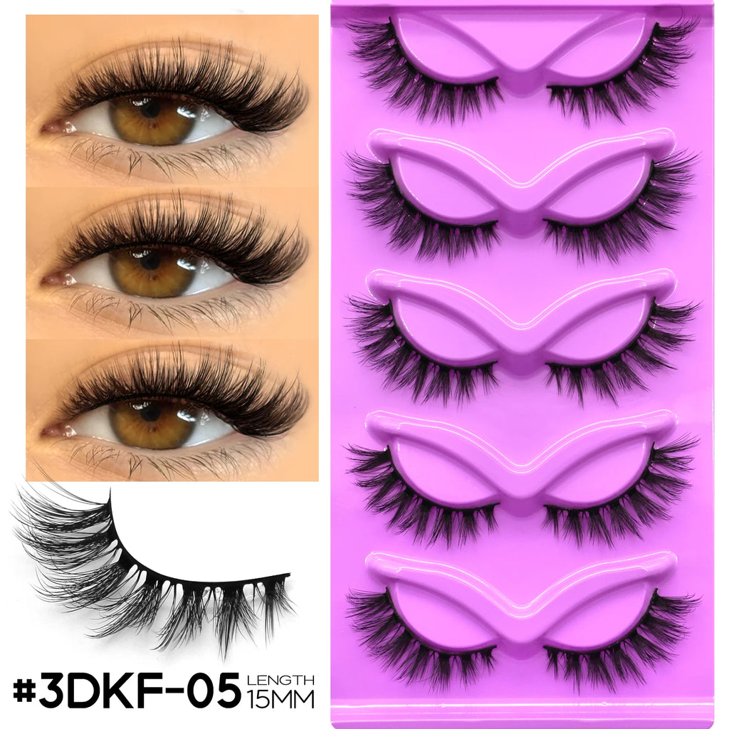 Cils GROINNEYA “Fluffy Cat” – Faux cils 3D effet vison (mink synthétique), doux, épais et volumineux. Cils complets avec effet vaporeux (wispy) et légèrement recourbé, pour un regard allongé type “œil de chat”.