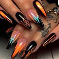 Faux ongles effet dégradé éclatant, texture unique à rayures dégradées, esthétique européenne tendance, patchs pré-finis prêts à poser, amovibles