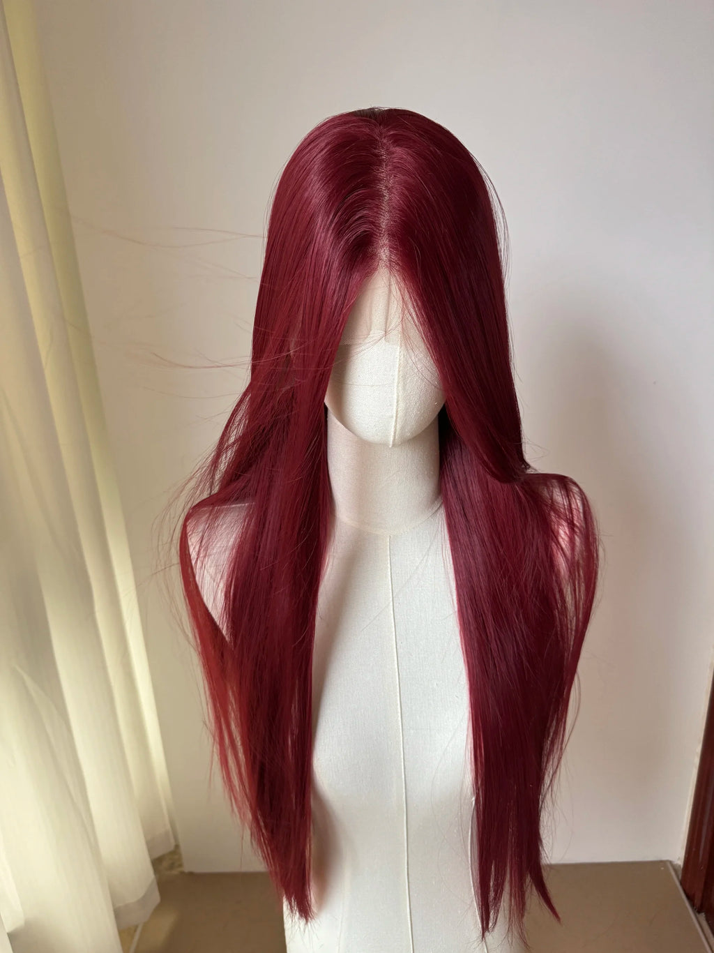 Perruque rose clair pour femme – Lace front 13x4, 26 pouces, longue et lisse, perruque synthétique en fibre douce naturelle résistante à la chaleur, idéale pour cosplay