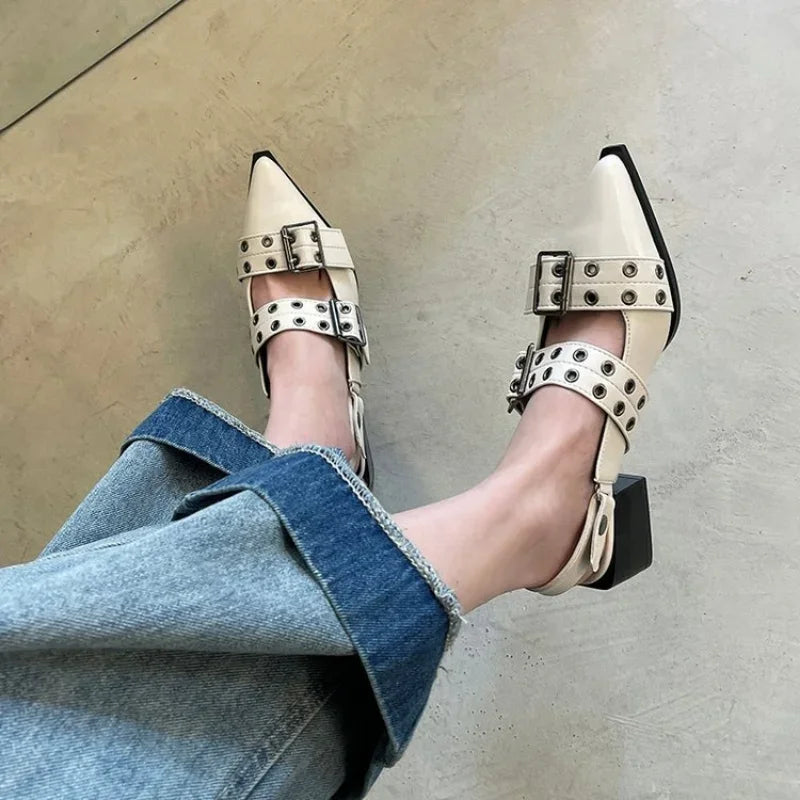 Sandales pour femmes femmes pointu Rivet chaussures simples 2025 été ballerines antidérapantes femmes plate-forme femmes sandales Zapatos De Mujer