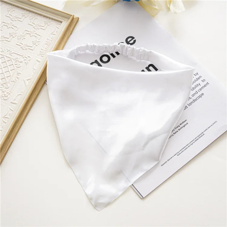 Été femmes couleur unie foulard de cheveux Vintage Triangle Bandanas Satin élastique bandeaux enfants fille bandeaux cheveux accessoires