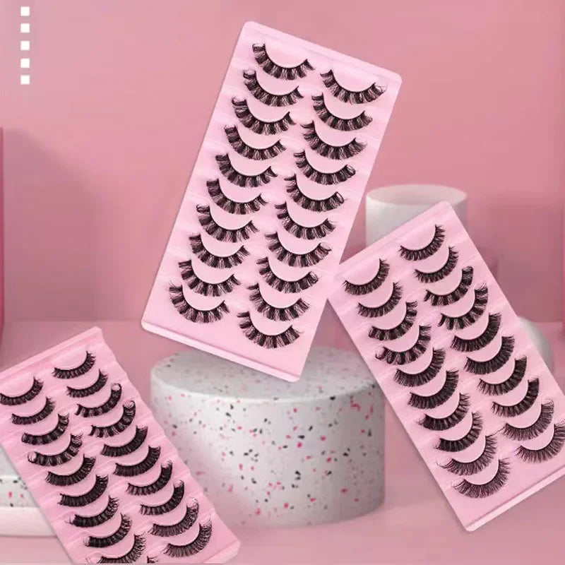 10 paires de Faux Cils 3D en vison, bande russe, dramatiques, maquillage, vente en gros, Extension de Faux Cils