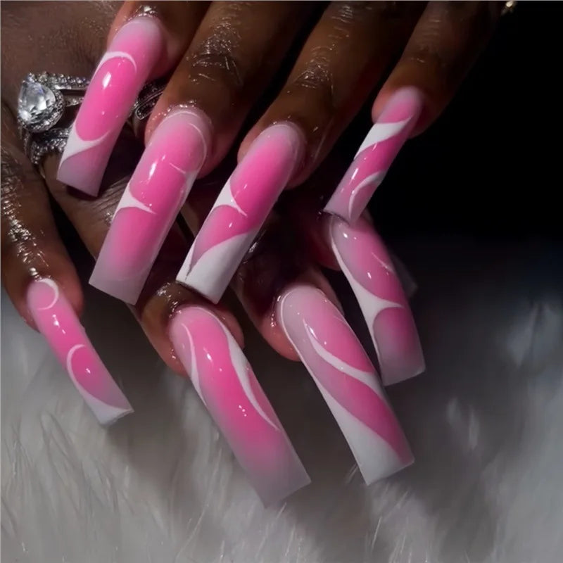 Faux ongles longs et courbés rouge vif, 20 pièces, amovibles, patchs de manucure, charmes, couverture complète, en acrylique, à presser, pour femmes