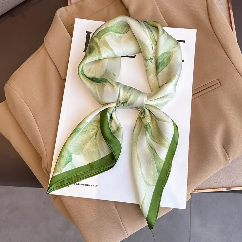 Écharpe Pashmina en soie imprimée pour femmes, châle carré, bandeau décoratif, Design de luxe, Bandana, nouvelle mode 70x70cm, 2026