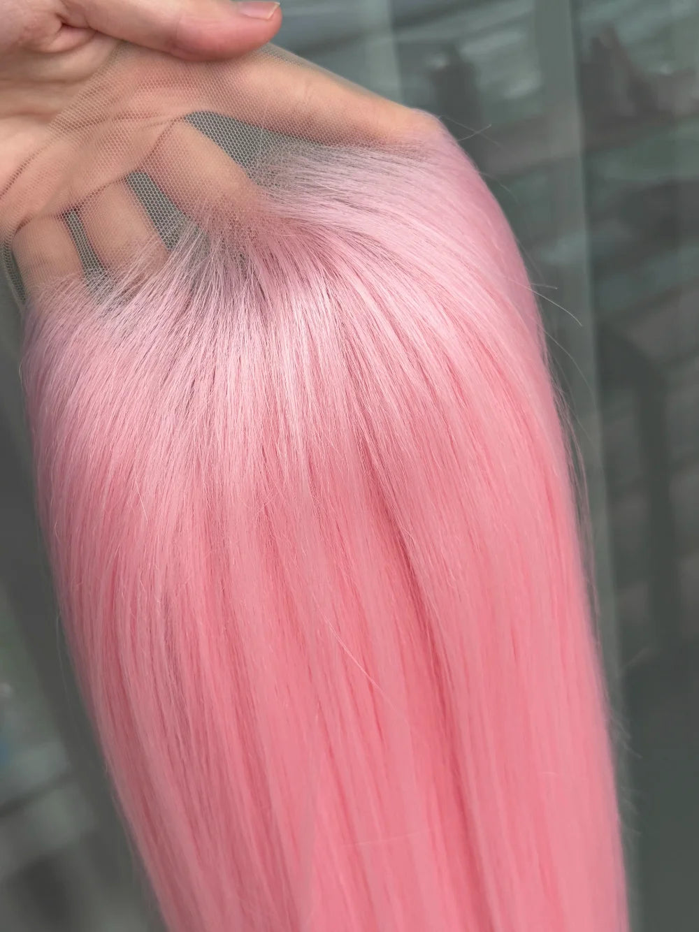 Perruque rose clair pour femme – Lace front 13x4, 26 pouces, longue et lisse, perruque synthétique en fibre douce naturelle résistante à la chaleur, idéale pour cosplay