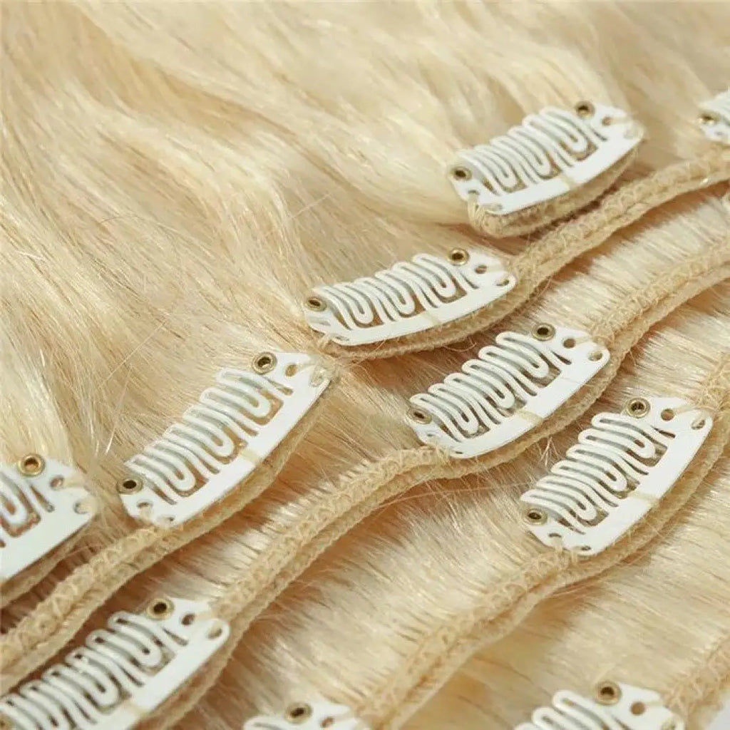 100% vrais cheveux humains blonds Clips dans les Extensions de cheveux paquets naturel noir en vrac blond 613 couleur Piano cheveux brésiliens 30 pouces
