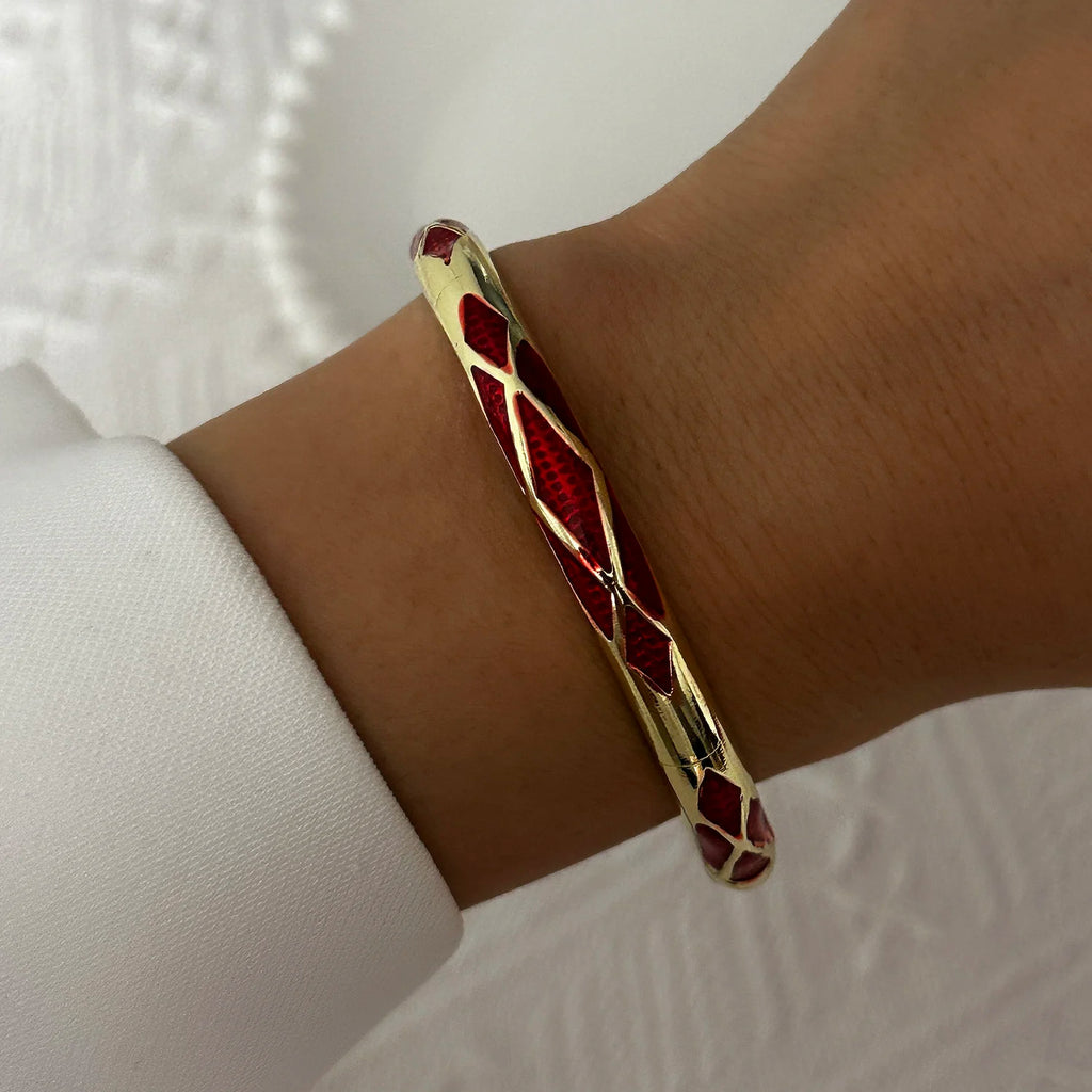 Bracelet élégant en émail goutte d'eau à texture florale pour femme, plaqué or rétro, avec zircon floral et motif œil porte-bonheur, bijou de fête