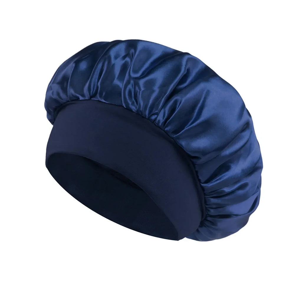 Bonnet en Satin pour femmes, pour dormir, soins capillaires, Bonnets en soie, solide, à larges bords, avec bande élastique souple