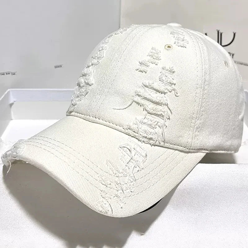 Nouveaux chapeaux de baseball à bords déchirés pour hommes et femmes, vieux casquettes à bord incurvé, ombre décontractée personnalisée, protection solaire d'extérieur, chapeaux Hip Hop