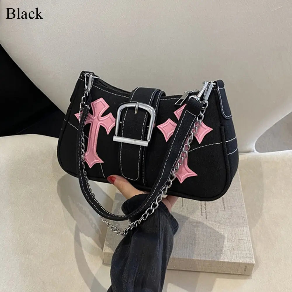Sac à main avec fermoir métallique Hasp, sac bandoulière, sac porté sous le bras, sac cabas en toile simple et décontracté, accessoire de mode tendance au style urbain.