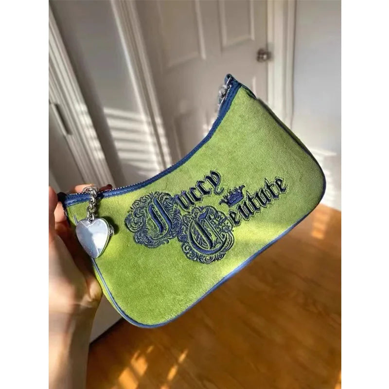 Sac vintage sous le bras, sac à main unique vert brodé, sac à bandoulière simple pour filles et femmes, sac baguette tendance, sac crossbody (porté en travers du corps).