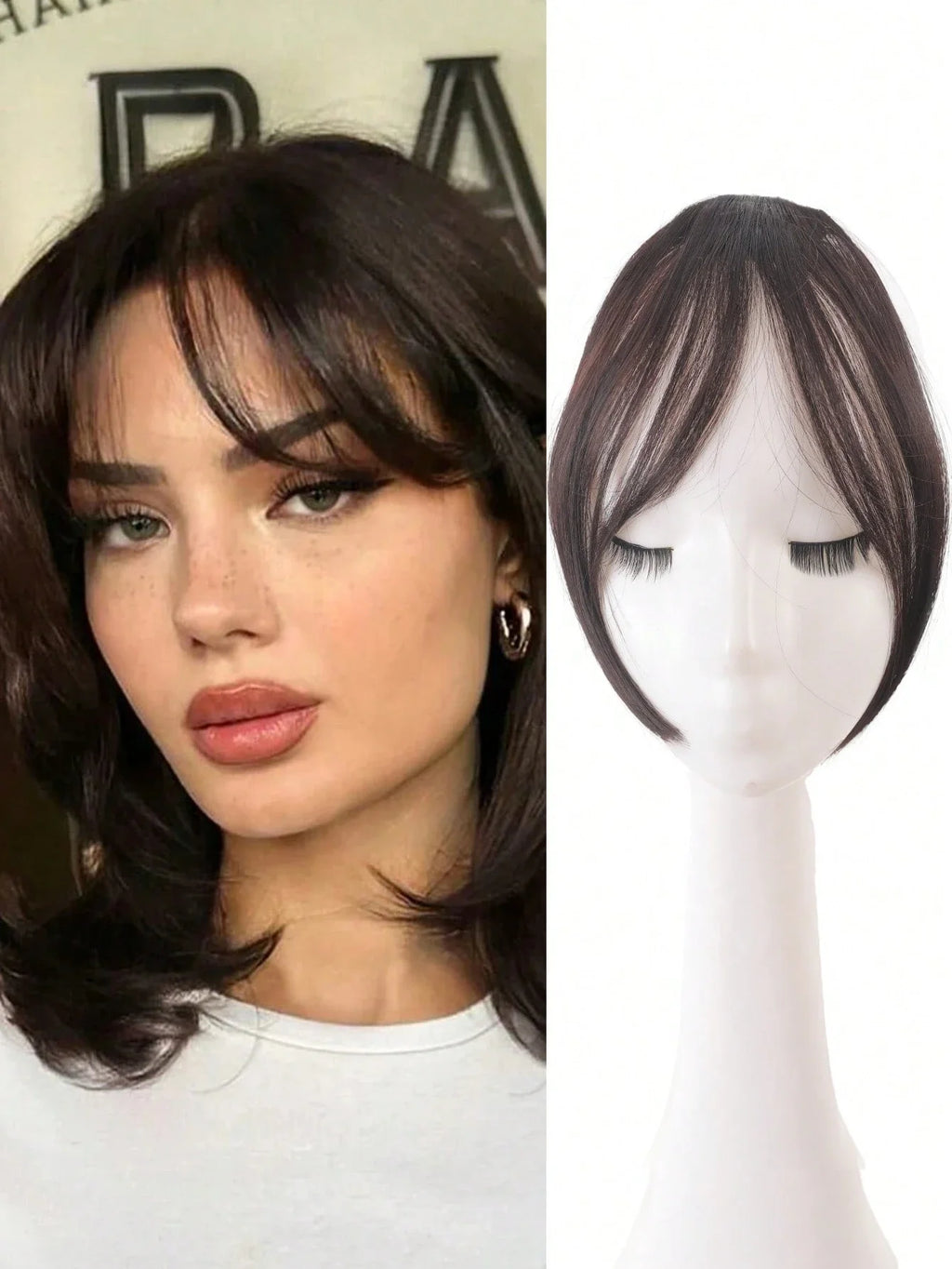 Synthèse perruque partie centrale frange Extensions de cheveux pince devant naturel sans couture français Oblique frange huit caractères frange