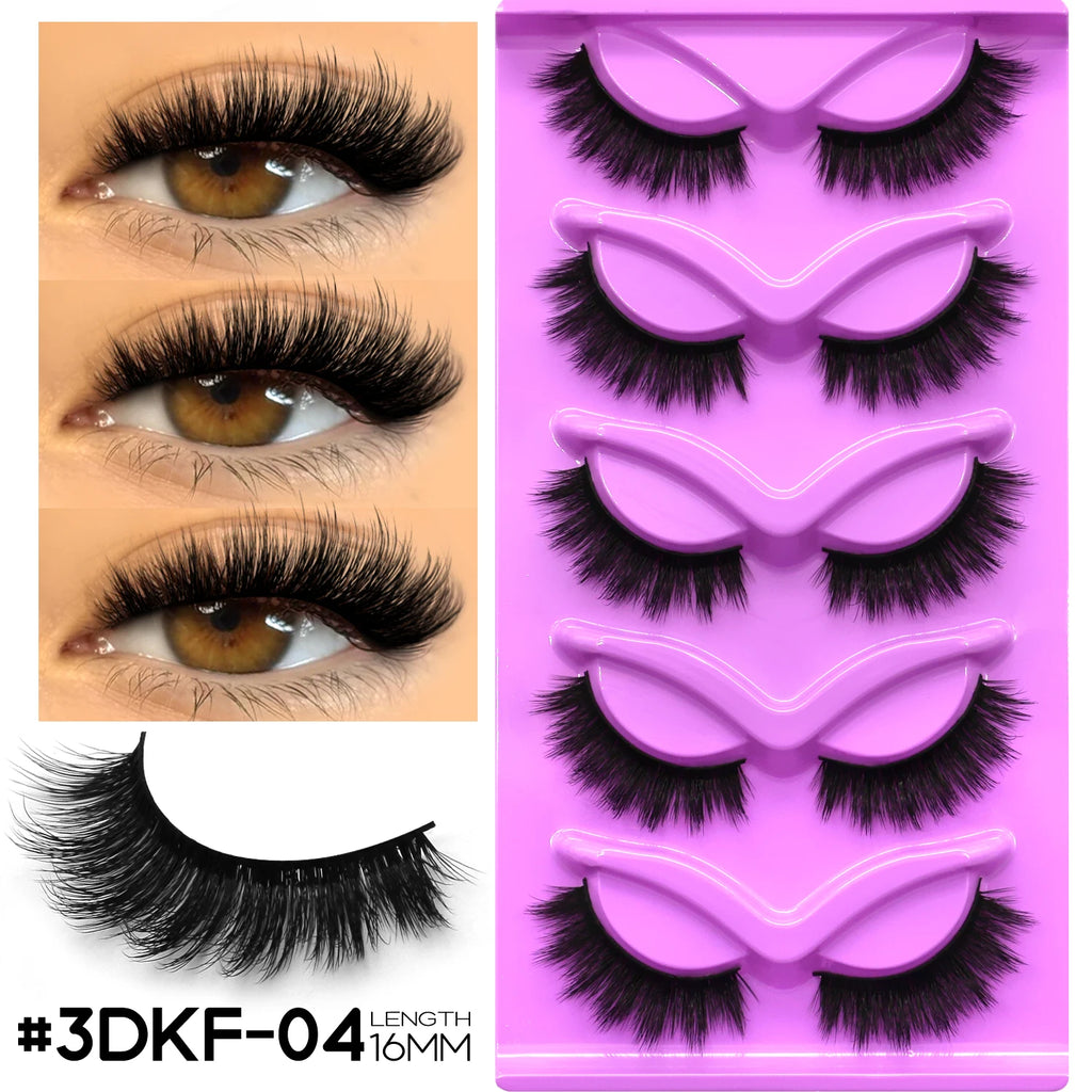 Cils GROINNEYA “Fluffy Cat” – Faux cils 3D effet vison (mink synthétique), doux, épais et volumineux. Cils complets avec effet vaporeux (wispy) et légèrement recourbé, pour un regard allongé type “œil de chat”.