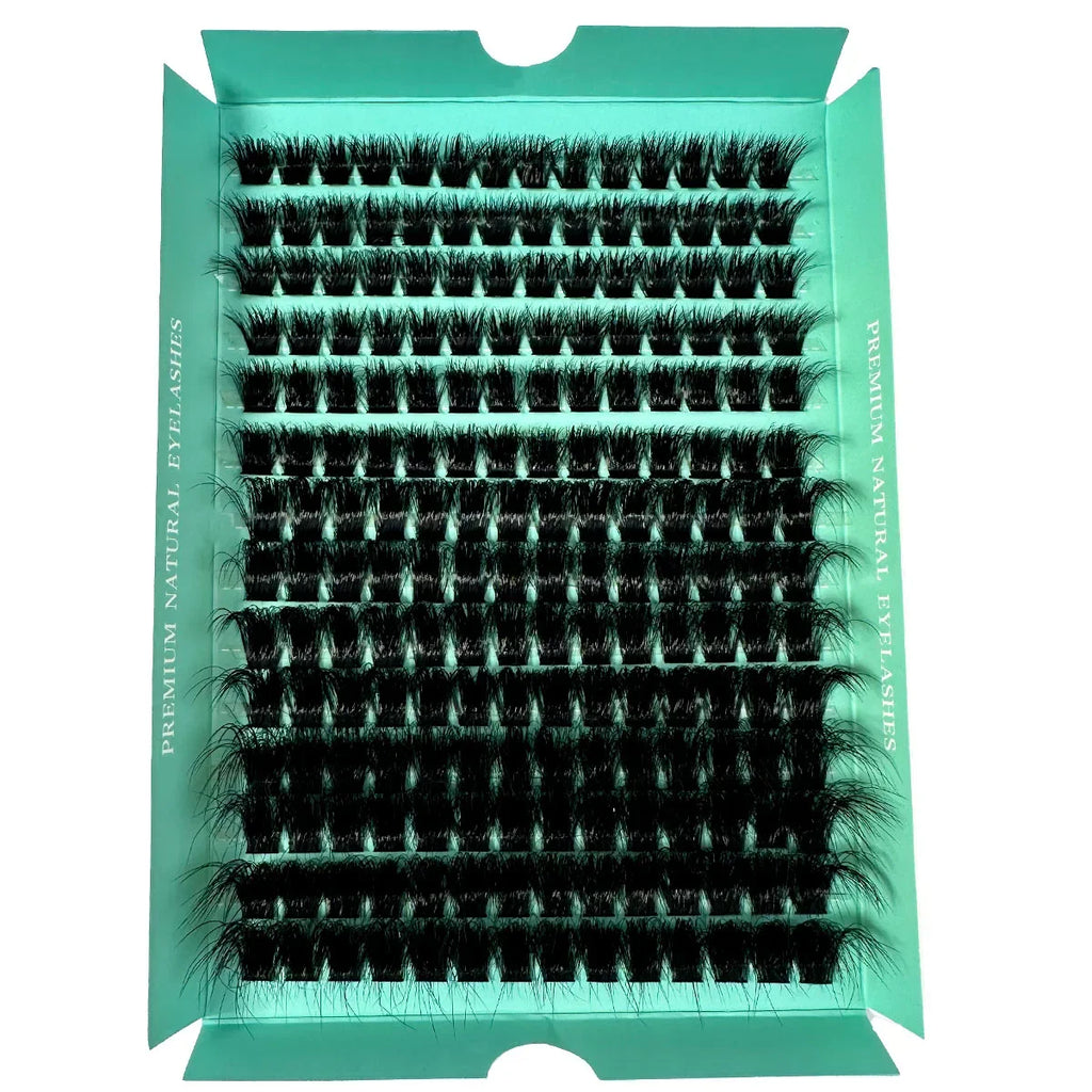 Extensions de cils en bouquets individuels DIY 160D, 8 à 20 mm – Faux cils volumineux 5D, épais, doux et légers, courbure D, 280 pièces. Effet naturel grâce aux segments de cils individuels.