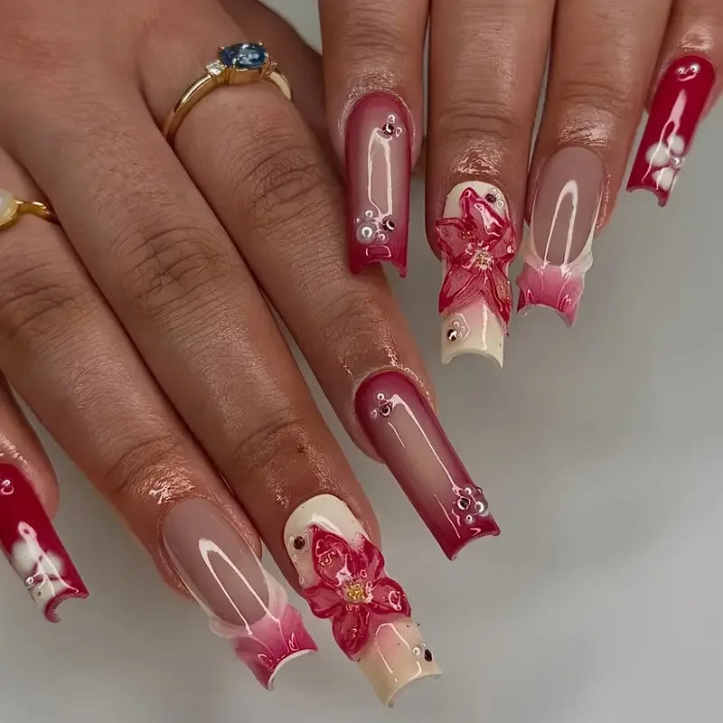 Faux Ongles Longs Bruns N64.Glitter Ballet Wearable, Design Français, Presse Complète sur Nail Ins, Nail Tips Art, 24Pcs