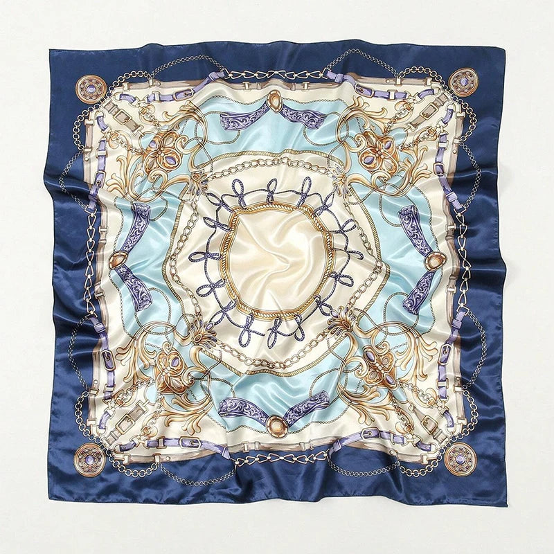 Foulard carré en soie pour femmes, nouveau Design de luxe, Style populaire, quatre saisons, protection solaire, foulard de plage, Hijab, 90x90CM