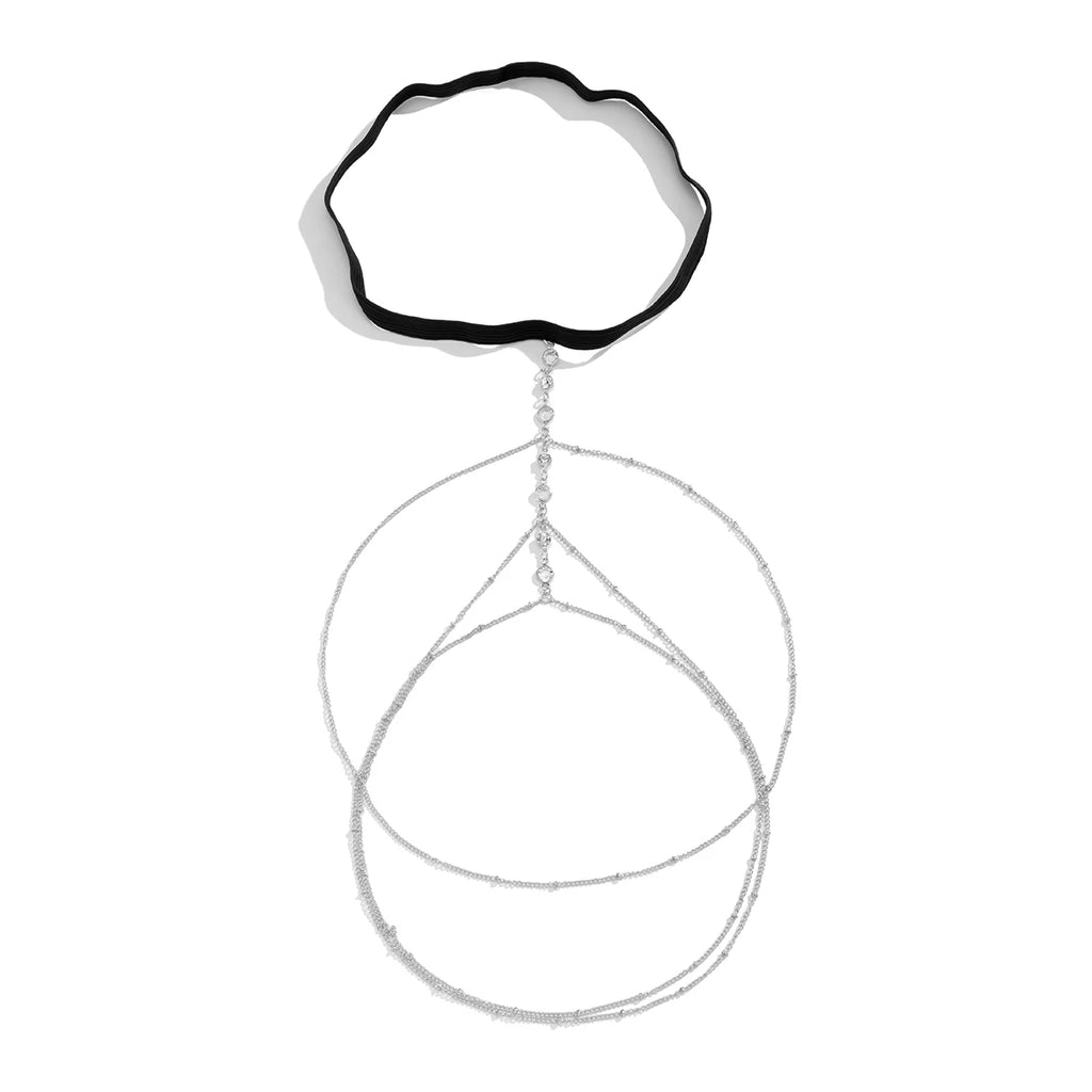 Chaîne de cuisse élastique bohème avec cristaux pour femmes, été, plage, sexy, à pampilles, multi-couches, ajustable, bijou de corps pour décorer une tenue.