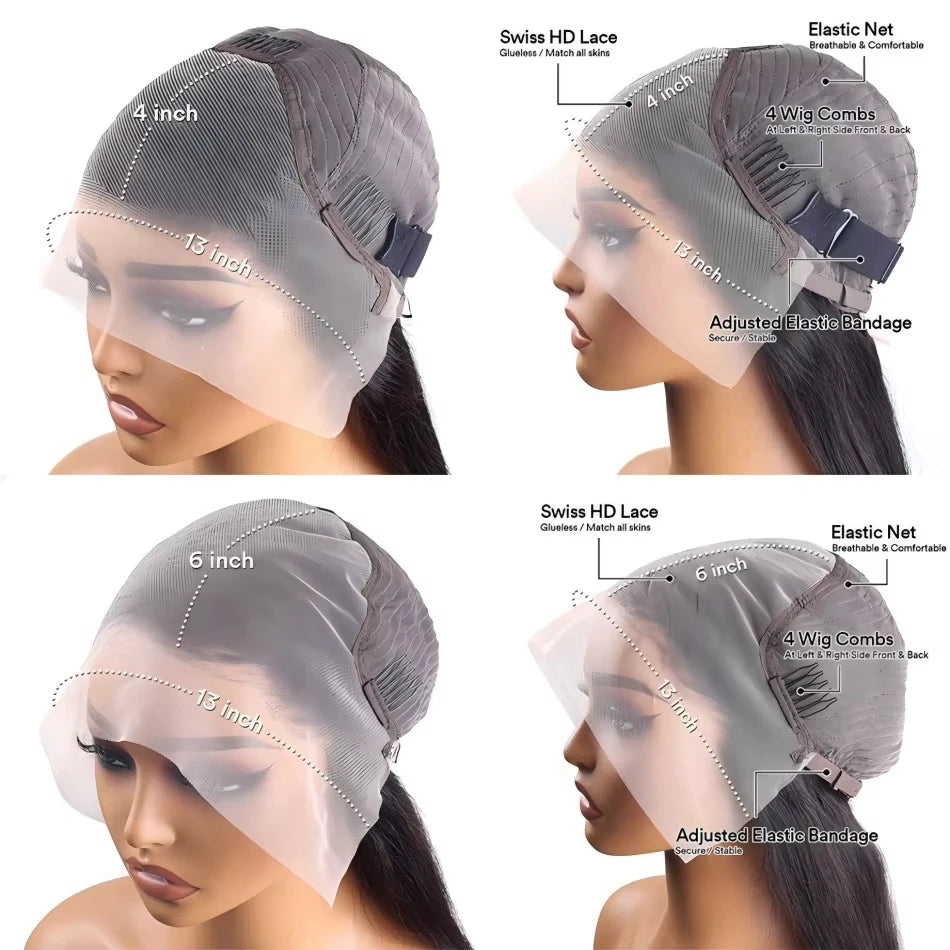 Perruques frontales en dentelle HD 13x4 13x6, densité 250%, cheveux humains brésiliens ondulés profonds de 42 pouces, perruque frontale en dentelle 5x5 pré-épilée pour femmes
