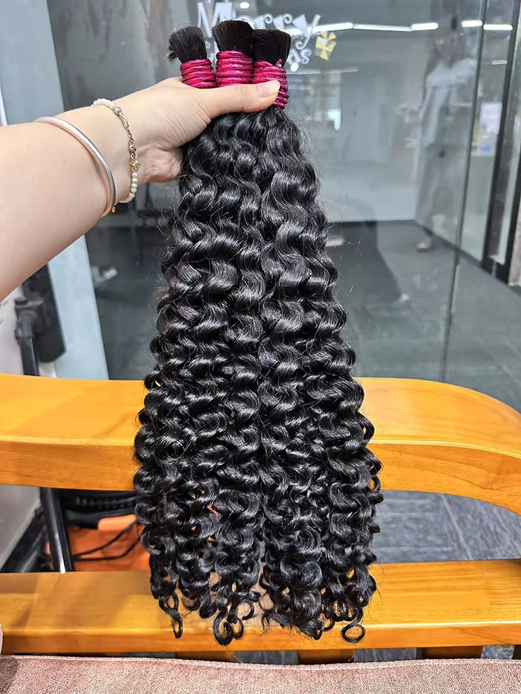Cheveux indiens profonds lâches 100% vrais cheveux Remy en vrac non transformés sans trame bouclés Extensions de cheveux humains tissage cheveux pour les femmes tressage