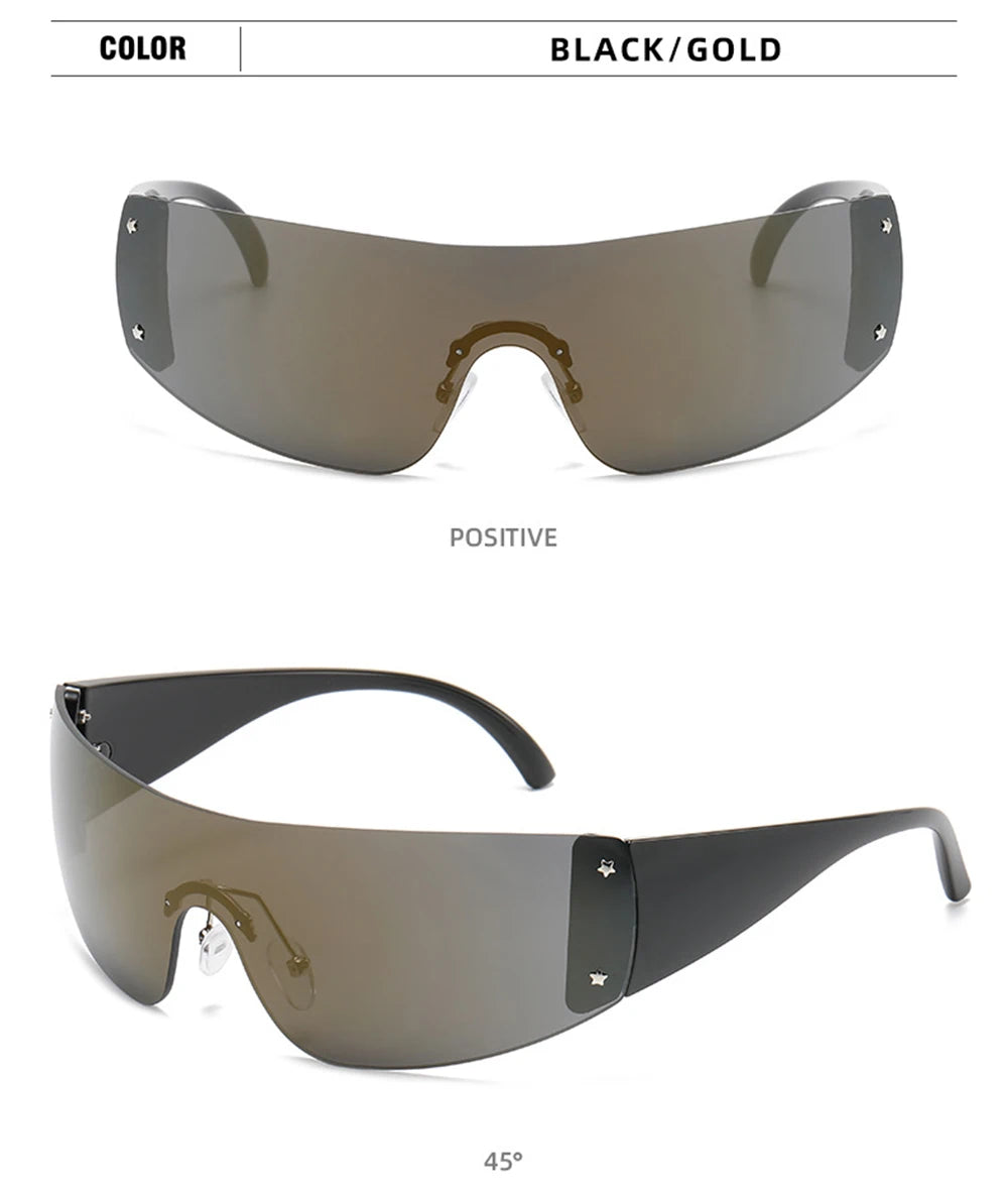 Lunettes de soleil Hip Hop irrégulières uniques pour femmes nouvelle marque rayure jambe Arc Cool lunettes de soleil hommes Vintage gothique nuances lunettes