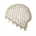 Bonnet en crochet ajouré tressé respirant avec perles et franges, style rétro, pour femme, été