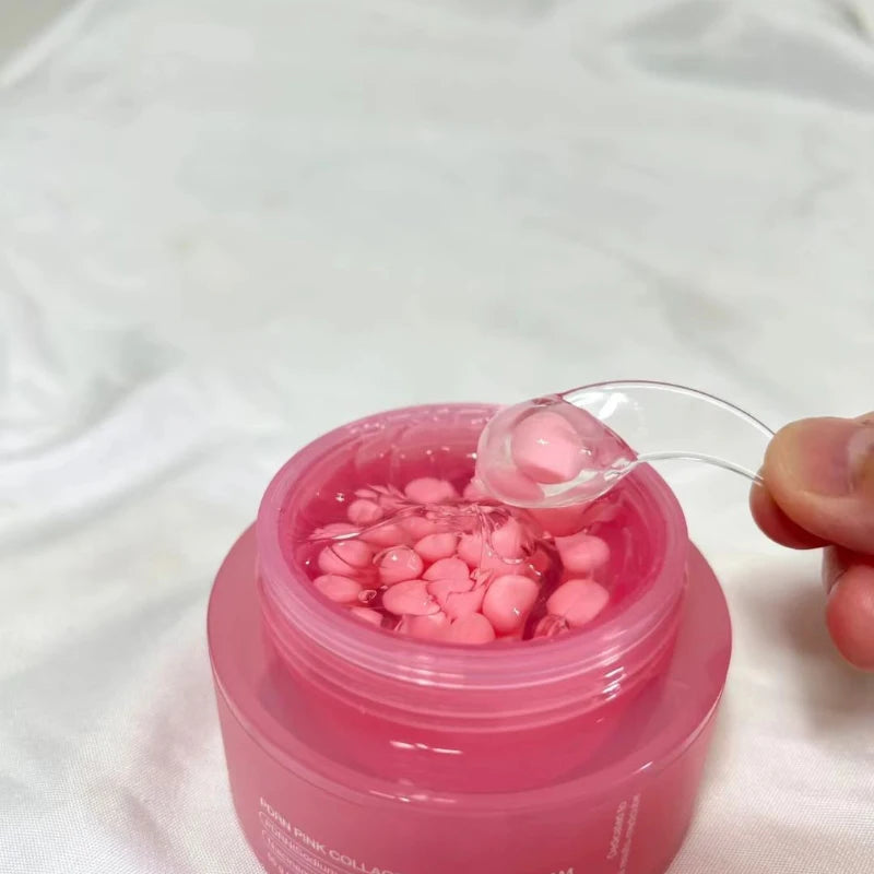 Crème Coréenne au Collagène Rose PDRN en Capsules avec Niacinamide pour un Teint Uniforme, Hydratant Léger Non Gras pour le Visage