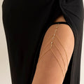 Chaîne de cuisse élastique bohème avec cristaux pour femmes, été, plage, sexy, à pampilles, multi-couches, ajustable, bijou de corps pour décorer une tenue.